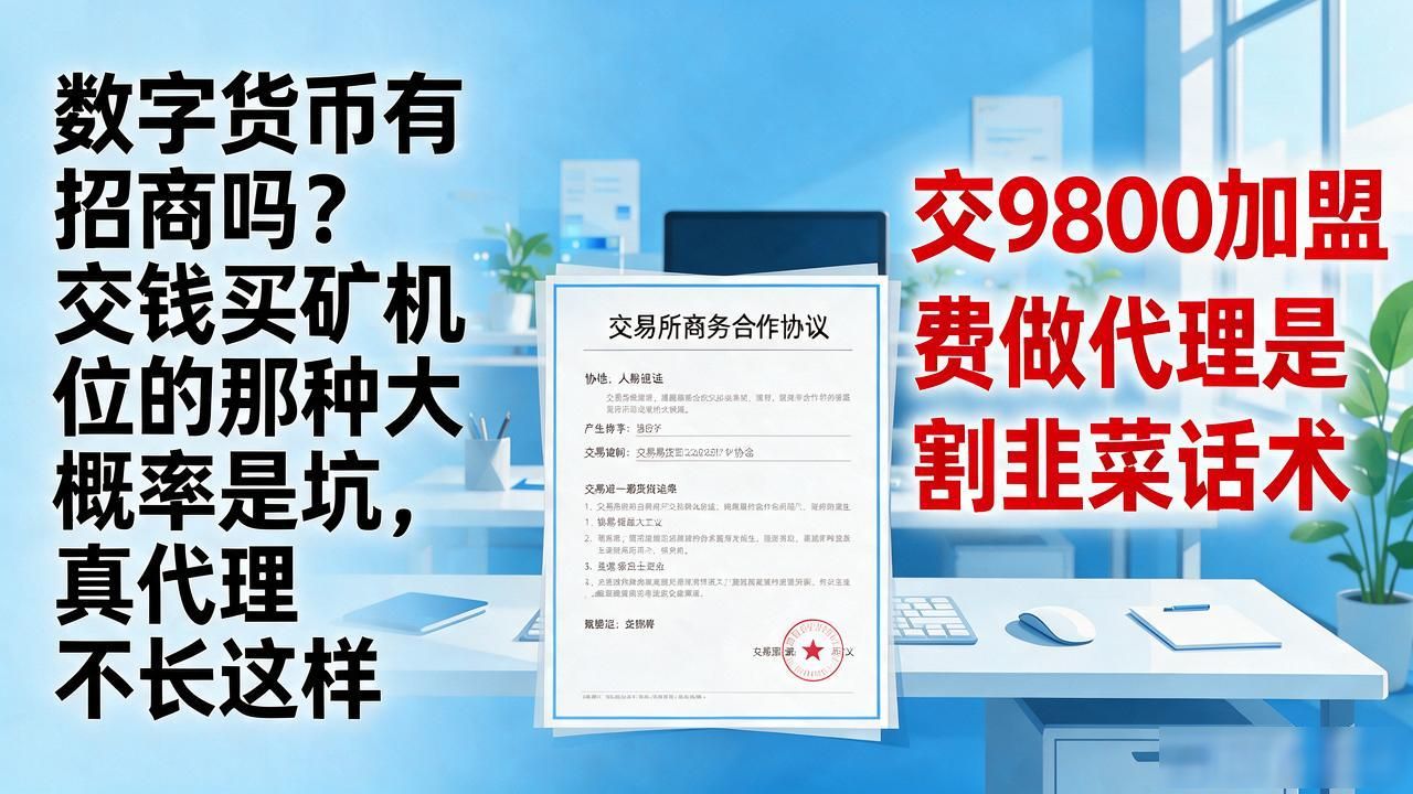 数字货币有招商吗？交钱买矿机位的那种大概率是坑，真代理不长这样