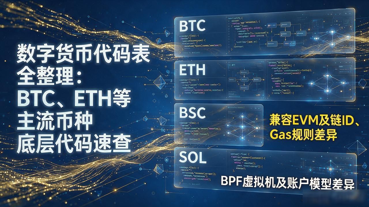 数字货币代码表全整理：BTC、ETH等主流币种底层代码速查